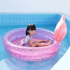 AOUGO Kid Swimming Water Playing Round Inflatable Pool, Baby Water Mat Promotes Early Development Of Fun Sensory Training ,Parent-Child Game Interactive Toys（120cm） -Piscine Soldes Boutique 60282236 4