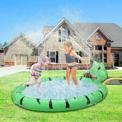 AOUGO Piscine Pour Bébé, Pataugeoire Gonflable Pour Jeunes Enfants Avec Jet D'eau, La Grenouille D'arrosage Piscine Pour Enfants, Aire De Jeux Pour Intérieur Extérieur -Piscine Soldes Boutique 60282255 5