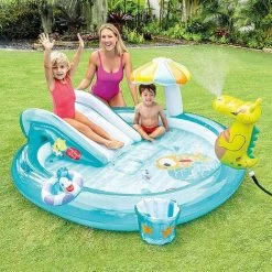 AOUGO Piscine Gonflable Surdimensionnée, Toboggan En Forme De Crocodile, Wading Pool Gonflable Outdoor Water Toys Summer Games Perfect Pool Toy For Babies And Toddler -Piscine Soldes Boutique 60282319 3