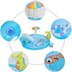 AOUGO Piscine Gonflable Surdimensionnée, Toboggan En Forme De Crocodile, Wading Pool Gonflable Outdoor Water Toys Summer Games Perfect Pool Toy For Babies And Toddler -Piscine Soldes Boutique 60282319 5