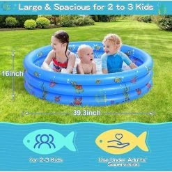 PREMIER Piscine Gonflable De Rembourrage De Petite Piscine Pour Enfants Ronde Pliable En PVC Pour Douche Familiale Baignoire Portable En Centre De Jeu De L'eau Pêche (100 CM) -Piscine Soldes Boutique 60531526 2