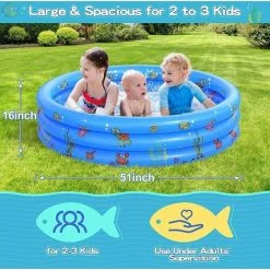 PREMIER Piscine Gonflable De Rembourrage De Petite Piscine Pour Enfants Ronde Pliable En PVC Pour Douche Familiale Baignoire Portable En Centre De Jeu De L'eau Pêche (130 CM) -Piscine Soldes Boutique 60544243 3