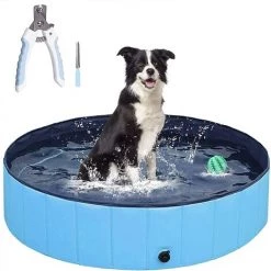 BENOBBY KIDS Piscine Pour Chien Pliable En PVC Antidérapante Pour Chiot, Douche, Baignoire, Baignoire, Piscine, Intérieur Ou Extérieur (bleu, 80 X 20 Cm) -Piscine Soldes Boutique 60721089 5