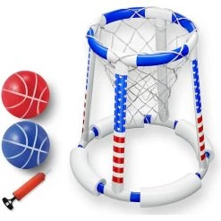 BAICCCF Piscine Gonflable Comprend Un Cerceau, 2 Balles Et Un Cerceau De Basket-ball De Piscine à Pompe, Un Cerceau De Basket Flottant, Parfait Pour Le Jeu De Base-ball Aquatique Compétitif