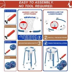 BAICCCF Piscine Gonflable Comprend Un Cerceau, 2 Balles Et Un Cerceau De Basket-ball De Piscine à Pompe, Un Cerceau De Basket Flottant, Parfait Pour Le Jeu De Base-ball Aquatique Compétitif -Piscine Soldes Boutique 60740314 4
