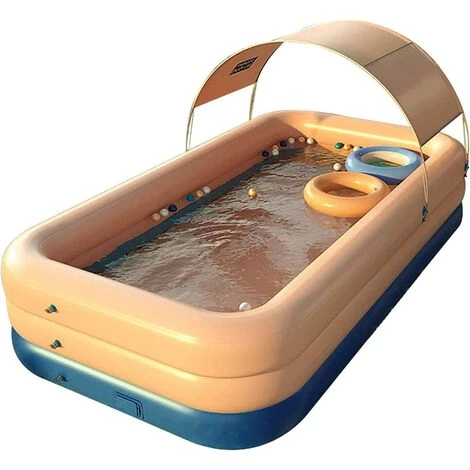 BAICCCF Piscine Gonflable, 150CMx160x68CM Piscine Portable Hors Sol Extérieure Avec Auvent Pour Bébé, Enfants, Adultes Piscine Gonflable Pour Jardin Familial 3 BAICCCF Piscine Gonflable, 150CMx160x68CM Piscine Portable Hors Sol Extérieure Avec Auvent Pour Bébé, Enfants, Adultes Piscine Gonflable Pour Jardin Familial