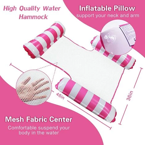 BAICCCF Piscine Enfant Hamac Gonflable D'eau De Flotteur De Natation Pour Des Adultes 4-en-1 Chaise Longue De Piscine De Maille Radeaux D'amusement Pour Le Flottement De Lac D'été 4 BAICCCF Piscine Enfant Hamac Gonflable D'eau De Flotteur De Natation Pour Des Adultes 4-en-1 Chaise Longue De Piscine De Maille Radeaux D'amusement Pour Le Flottement De Lac D'été – Image 2