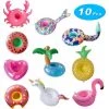 BAICCCF 10 Pcs Piscine Gonflable Porte-Boissons Flottants Porte-Boissons Gonflables, Licorne Flamingo Donut Ananas Sirène Crabe Amour Coeur Palmier Pastèque -Piscine Soldes Boutique 60740350 1