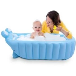 BAICCCF Piscine Enfant Baignoire Gonflable Pour Bébé, Baignoires Portables Pour Bébé Pour Nouveau-né à Tout-petit, Baignoire De Voyage, Baignoire Gonflable Pour Bébé De 6 Mois Et Plus
