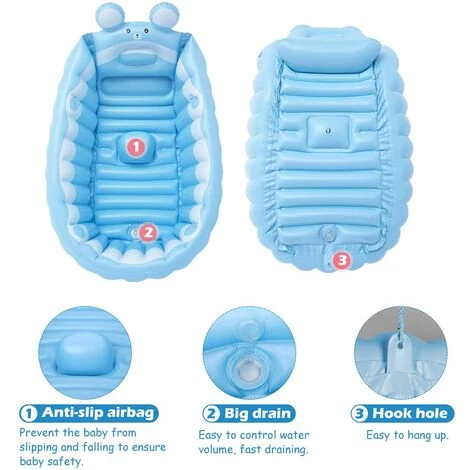 BAICCCF Piscine Enfant Baignoire Gonflable Pour Bébé, Baignoires Portables Pour Bébé Pour Nouveau-né à Tout-petit, Baignoire De Voyage, Baignoire Gonflable Pour Bébé De 6 Mois Et Plus 4 BAICCCF Piscine Enfant Baignoire Gonflable Pour Bébé, Baignoires Portables Pour Bébé Pour Nouveau-né à Tout-petit, Baignoire De Voyage, Baignoire Gonflable Pour Bébé De 6 Mois Et Plus – Image 2