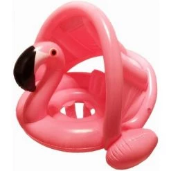 BAICCCF Piscine Enfant Flotteur De Piscine Pour Bébé Flamant Rose Avec Auvent Flotteurs De Natation Gonflables Pour Enfants, Flotteur De Piscine Pour Tout-petits