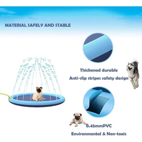BAICCCF Piscine Gonflable L-150CM -Splash Sprinkler Pad Pour Chiens Enfants, Piscines De Bain Épaissies Durables Pour Animaux De Compagnie Antidérapantes 5 BAICCCF Piscine Gonflable L-150CM -Splash Sprinkler Pad Pour Chiens Enfants, Piscines De Bain Épaissies Durables Pour Animaux De Compagnie Antidérapantes – Image 3