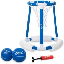 BAICCCF Piscine Gonflable 2 Balles Et Pompe Bleue, Cerceau De Basket-ball Gonflable, Jeu De Basket-ball Aquatique, Jouets De Piscine Pour Enfants Et Adultes, Jeu De Cerceau De Basket-ball Flottant Pour Piscine
