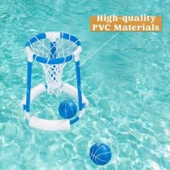 BAICCCF Piscine Gonflable 2 Balles Et Pompe Bleue, Cerceau De Basket-ball Gonflable, Jeu De Basket-ball Aquatique, Jouets De Piscine Pour Enfants Et Adultes, Jeu De Cerceau De Basket-ball Flottant Pour Piscine -Piscine Soldes Boutique 60740884 5