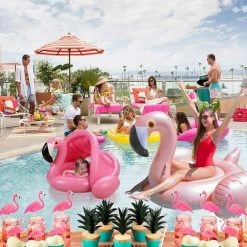 BAICCCF Piscine Enfant Flotteur De Piscine Rose Pour Bébé Avec Auvent, Anneau De Natation Gonflable Flamingo, Jouets De Parasol De Piscine Pour Bébés Filles Garçons Tout-petits -Piscine Soldes Boutique 60740886 3