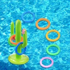 BAICCCF Piscine Gonflable Pièces Cactus Gonflable, 10 Pièces Anneaux Gonflables Pour Summer Pool Beach Luau Party Supplies Gonflable Cactus Ring Toss Game -Piscine Soldes Boutique 60740889 2