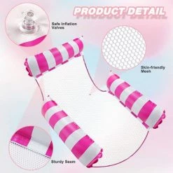 BAICCCF Lot De 2 Piscine Gonflable Hamacs Flottants Pour Piscine, Chaise Flottante Pour Piscine, Hamac Gonflable 4 En 1 (selle, Chaise Longue, Hamac, Dériveur) -Piscine Soldes Boutique 60741024 3