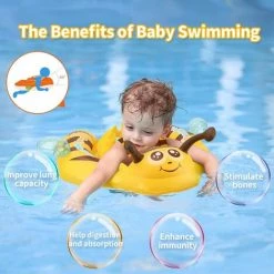 BAICCCF Piscine Gonflable Jaune, Petit Anneau Gonflable Pour Flotteur De Piscine Pour Bébé Avec Auvent En Tissu Rétractable Et Entraîneur De Natation Sûr Pour L'âge De 3 à 48 Mois -Piscine Soldes Boutique 60741030 2