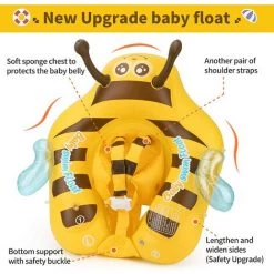 BAICCCF Piscine Gonflable Jaune, Petit Anneau Gonflable Pour Flotteur De Piscine Pour Bébé Avec Auvent En Tissu Rétractable Et Entraîneur De Natation Sûr Pour L'âge De 3 à 48 Mois -Piscine Soldes Boutique 60741030 4