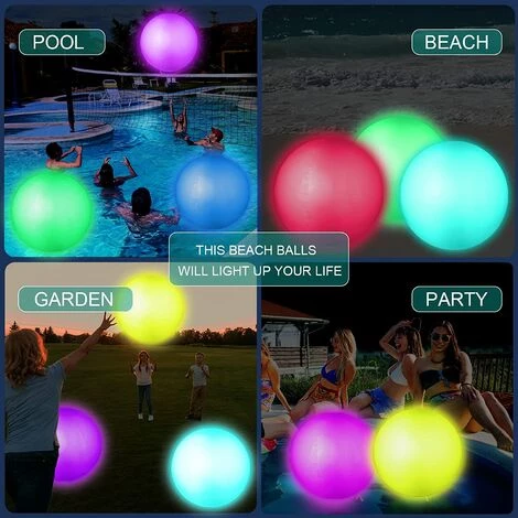 BAICCCF Piscine Gonflable Lot De 2 Ballons Gonflables Lumineux 40 Cm Avec Télécommande 13 Couleurs 4 Modes De Jeu De Plage Pour Piscine 5 BAICCCF Piscine Gonflable Lot De 2 Ballons Gonflables Lumineux 40 Cm Avec Télécommande 13 Couleurs 4 Modes De Jeu De Plage Pour Piscine – Image 3