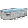 Piscine Tubulaire 549 X 274 X 122 Cm BESTWAY Ovale Power Steel Hublots Echelle Bâche 4 Saisons Piscine Hors Sol Grise -Piscine Soldes Boutique 60805372 1