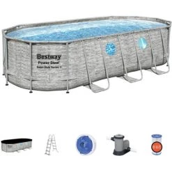 Piscine Tubulaire 549 X 274 X 122 Cm BESTWAY Ovale Power Steel Hublots Echelle Bâche 4 Saisons Piscine Hors Sol Grise 8 Piscine Tubulaire 549 X 274 X 122 Cm BESTWAY Ovale Power Steel Hublots Echelle Bâche 4 Saisons Piscine Hors Sol Grise -Piscine Soldes Boutique 60805372 2