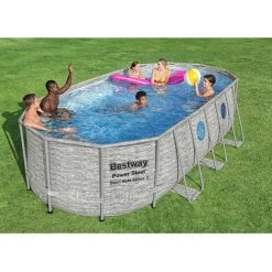 Piscine Tubulaire 549 X 274 X 122 Cm BESTWAY Ovale Power Steel Hublots Echelle Bâche 4 Saisons Piscine Hors Sol Grise 9 Piscine Tubulaire 549 X 274 X 122 Cm BESTWAY Ovale Power Steel Hublots Echelle Bâche 4 Saisons Piscine Hors Sol Grise -Piscine Soldes Boutique 60805372 3
