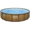 Piscine Tubulaire Ø 549 X 122 Cm Ronde BESTWAY Power Steel Swim Vista Avec Hublots Piscine Hors Sol Effet Bois