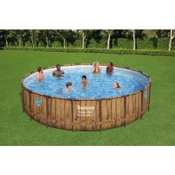 Piscine Tubulaire Ø 549 X 122 Cm Ronde BESTWAY Power Steel Swim Vista Avec Hublots Piscine Hors Sol Effet Bois -Piscine Soldes Boutique 60806394 3