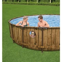 Piscine Tubulaire Ø 549 X 122 Cm Ronde BESTWAY Power Steel Swim Vista Avec Hublots Piscine Hors Sol Effet Bois -Piscine Soldes Boutique 60806394 4