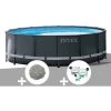 Kit Piscine Tubulaire Intex Ultra XTR Frame Ronde 4,27 X 1,22 M + 10 Kg De Zéolite + Kit De Traitement Au Chlore - Gris