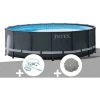 Kit Piscine Tubulaire Intex Ultra XTR Frame Ronde 4,27 X 1,22 M + Kit D'entretien + 10 Kg De Zéolite - Gris