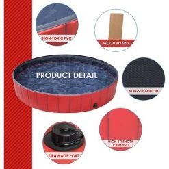 LTS FAFA Sunrain Hundepool, Hundeschwimmbecken Fr Groe & Kleine Hunde, Faltbare Swimming Pool Hunde, Pvc Sicher & Umweltfreundlich, Hundebadewanne 80cm -Piscine Soldes Boutique 61134003 2