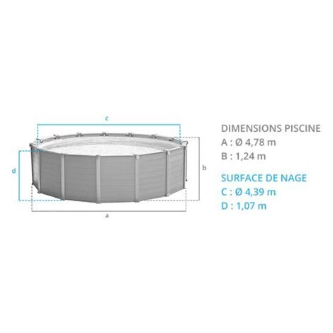 Piscine Graphite - Ronde - Ø 4,78 M X 1,24 M De Intex 4 Piscine Graphite - Ronde - Ø 4,78 M X 1,24 M De Intex – Image 2