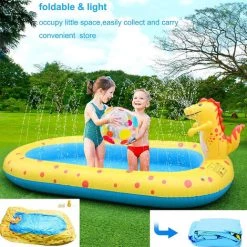 TANCYCO Piscine D'arrosage Pour Enfants, Piscine D'arrosage Gonflable Dinosaure 3 En 1 Pour Tout-petits Intérieur Et Extérieur, Grande Taille Arroseur Splash Pad été Jouets D'eau Pour Jardin, Fête, Jardin, Plage -Piscine Soldes Boutique 61346197 4