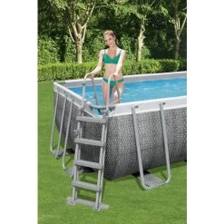 Piscine Tubulaire 488 X 244 X 122 Cm BESTWAY Hors Sol Rectangulaire Power Steel Effet Rotin -Piscine Soldes Boutique 61346466 4