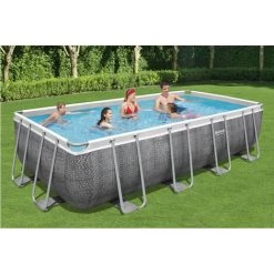 Piscine Tubulaire 549 X 274 X 122 Cm BESTWAY Hors Sol Rectangulaire Power Steel Effet Rotin -Piscine Soldes Boutique 61346468 2