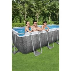 Piscine Tubulaire 549 X 274 X 122 Cm BESTWAY Hors Sol Rectangulaire Power Steel Effet Rotin -Piscine Soldes Boutique 61346468 3