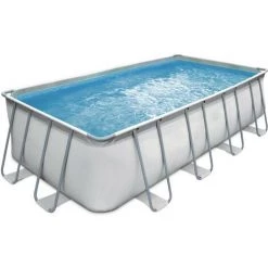 HABITAT ET JARDIN Piscine Tubulaire Rectangulaire TICO 1 - 4.88 X 2.44 X 1.22 M - Filtration à Sable 4.5 M3/h