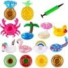 LIFCAUSAL Lot De 14 Porte-gobelets Gonflables Avec 1 Pompe à Air, Jolis Sous-verres Pour Décorations De Fête De Piscine D'été, Jouets De Baignoire Amusants Pour Enfants.