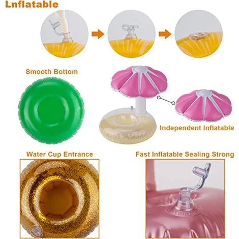 LIFCAUSAL Lot De 14 Porte-gobelets Gonflables Avec 1 Pompe à Air, Jolis Sous-verres Pour Décorations De Fête De Piscine D'été, Jouets De Baignoire Amusants Pour Enfants. 5 LIFCAUSAL Lot De 14 Porte-gobelets Gonflables Avec 1 Pompe à Air, Jolis Sous-verres Pour Décorations De Fête De Piscine D'été, Jouets De Baignoire Amusants Pour Enfants. – Image 3