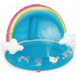 SINCèREETALI Piscine Pour Bébé, Piscine à éclaboussures Arc-en-ciel Avec Auvent, Piscine à Jet De 40 Pouces, Arroseur D'eau Pour Enfants, De 1 à 3 Ans