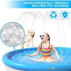 JUNJUN-Tapis De Jet D'eau, Tapis De Pulvérisation Antidérapant 0,55mm Épaisseur Anti-Déchirure, Splash Pad PVC Durable, Jet Fontaine Réglable, Jeu D'eau Exterieur Été Pour Enfant Adulte Chien -Piscine Soldes Boutique 63873862 3