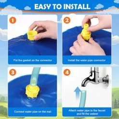 JUNJUN-Tapis Enfant De Jet D'eau, 170cm PVC Durable Antidérapant Tapis De Pulvérisation D'éclaboussure D'eau Eau Piscine, Jeu D'eau Extérieurs Jouets Pour Filles Et Garçons -Piscine Soldes Boutique 63874094 3