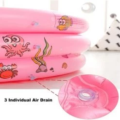 ROSIER Piscine Gonflable Enfant, Ronde Ocean Life Épaissi Piscine Gonflable Familiale Baignoire Pataugeoire Gonflable Pour Jardins Et Faire, 3 Boudins Diamètre 100 Cm Hauteur 35 Cm,Rose,—VEBTles -Piscine Soldes Boutique 63909403 3