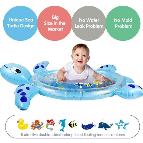 BAICCCF Piscine Gonflable Tapis D'eau Gonflable En Forme De Tortue De Mer Pour Bébés Et Tout-petits, Centre D'activités De Jeu Amusant Pour Stimuler La Croissance De Votre Bébé (sans BPA) 4 BAICCCF Piscine Gonflable Tapis D'eau Gonflable En Forme De Tortue De Mer Pour Bébés Et Tout-petits, Centre D'activités De Jeu Amusant Pour Stimuler La Croissance De Votre Bébé (sans BPA) – Image 2