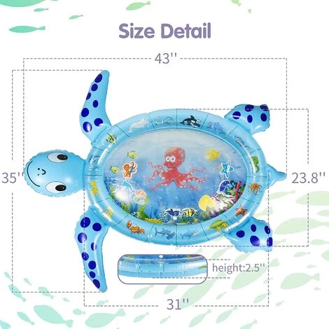 BAICCCF Piscine Gonflable Tapis D'eau Gonflable En Forme De Tortue De Mer Pour Bébés Et Tout-petits, Centre D'activités De Jeu Amusant Pour Stimuler La Croissance De Votre Bébé (sans BPA) 6 BAICCCF Piscine Gonflable Tapis D'eau Gonflable En Forme De Tortue De Mer Pour Bébés Et Tout-petits, Centre D'activités De Jeu Amusant Pour Stimuler La Croissance De Votre Bébé (sans BPA) – Image 4