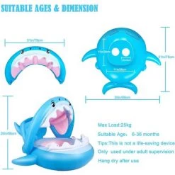 BAICCCF Piscine Enfant Bébé Flotteur Piscine Toddler Floaties Avec Auvent Gonflable Shark Infant Pool Float Pour Enfants Âgés 6-36 Mois -Piscine Soldes Boutique 63952767 4