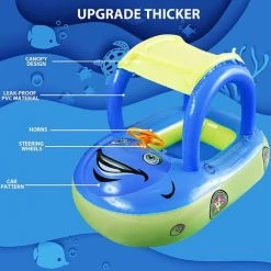 BAICCCF Piscine Enfant Flotteur De Piscine Pour Bébé Avec Auvent UPF 50+, Flotteur De Natation Gonflable En Forme De Voiture Avec Siège De Sécurité Pare-soleil, Flotteur De Natation Pour Bébé Pour Tout-petits Enfants De 6 à 36 Mois -Piscine Soldes Boutique 63952768 4