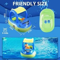 BAICCCF Piscine Enfant Flotteur De Piscine Pour Bébé Avec Auvent UPF 50+, Flotteur De Natation Gonflable En Forme De Voiture Avec Siège De Sécurité Pare-soleil, Flotteur De Natation Pour Bébé Pour Tout-petits Enfants De 6 à 36 Mois -Piscine Soldes Boutique 63952768 5